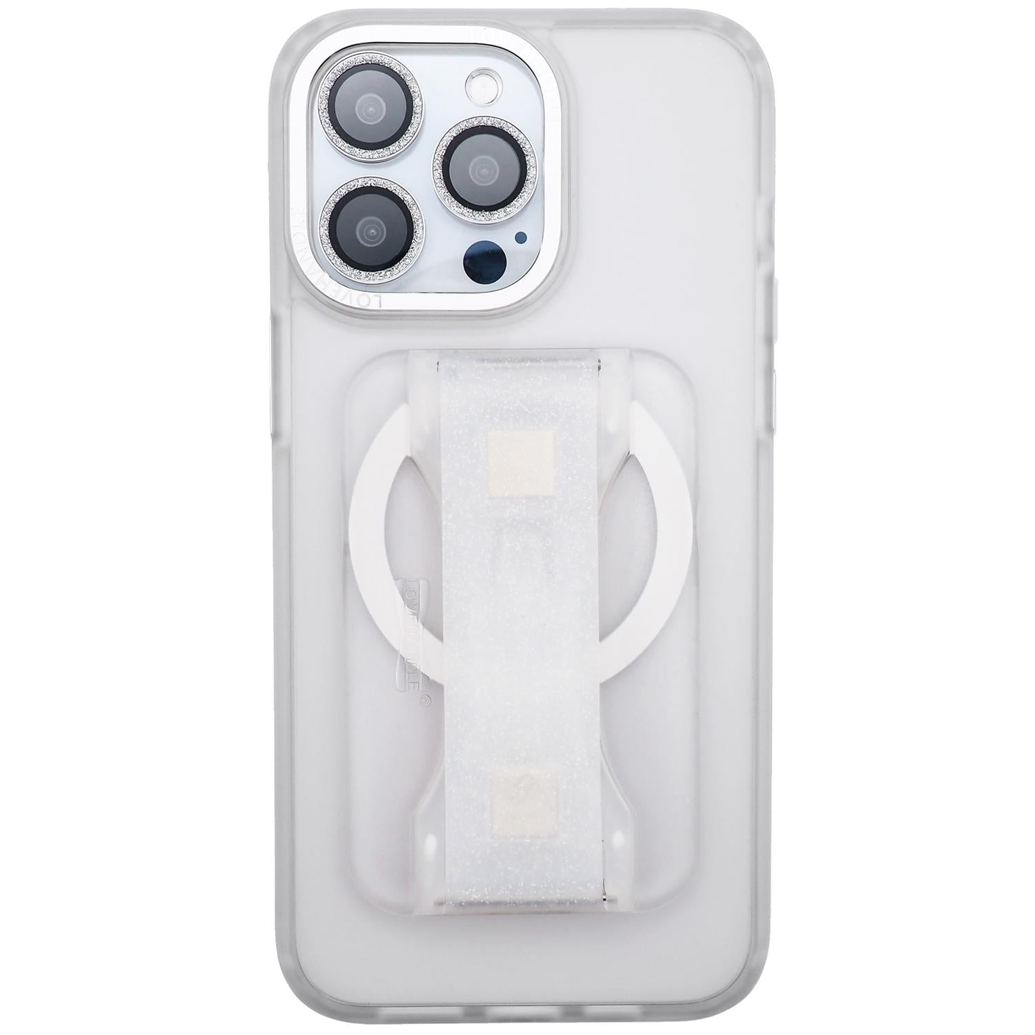 LoveHandle Clear Crystal Clear Glitter Phone Grip with Kickstand For All Mobile Devices