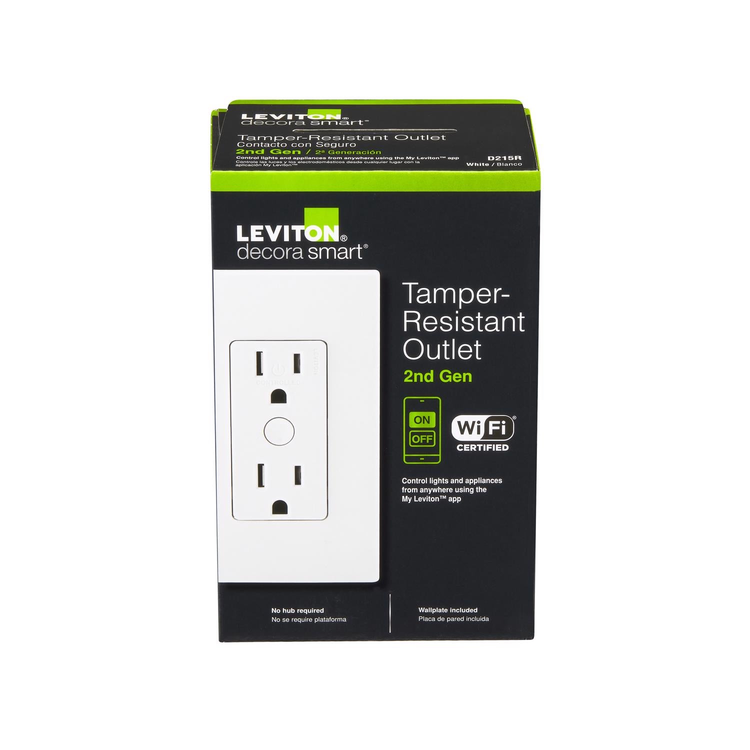 Leviton Decora Smart 15 amps 120 V Duplex White Tamper Resistant Outlet 5-15R 1 pk - Case of 2