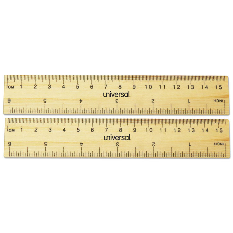 Universal - Flat Wood Ruler, Standard/Metric, 6" Long