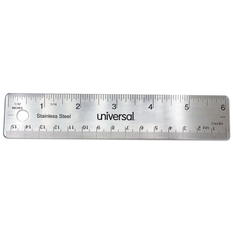 Universal - Stainless Steel Ruler, Standard/Metric, 6" Long