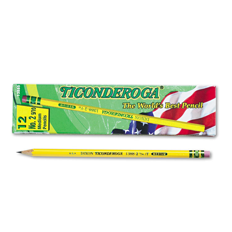 Ticonderoga - Pencils, F (#2.5), Black Lead, Yellow Barrel, Dozen