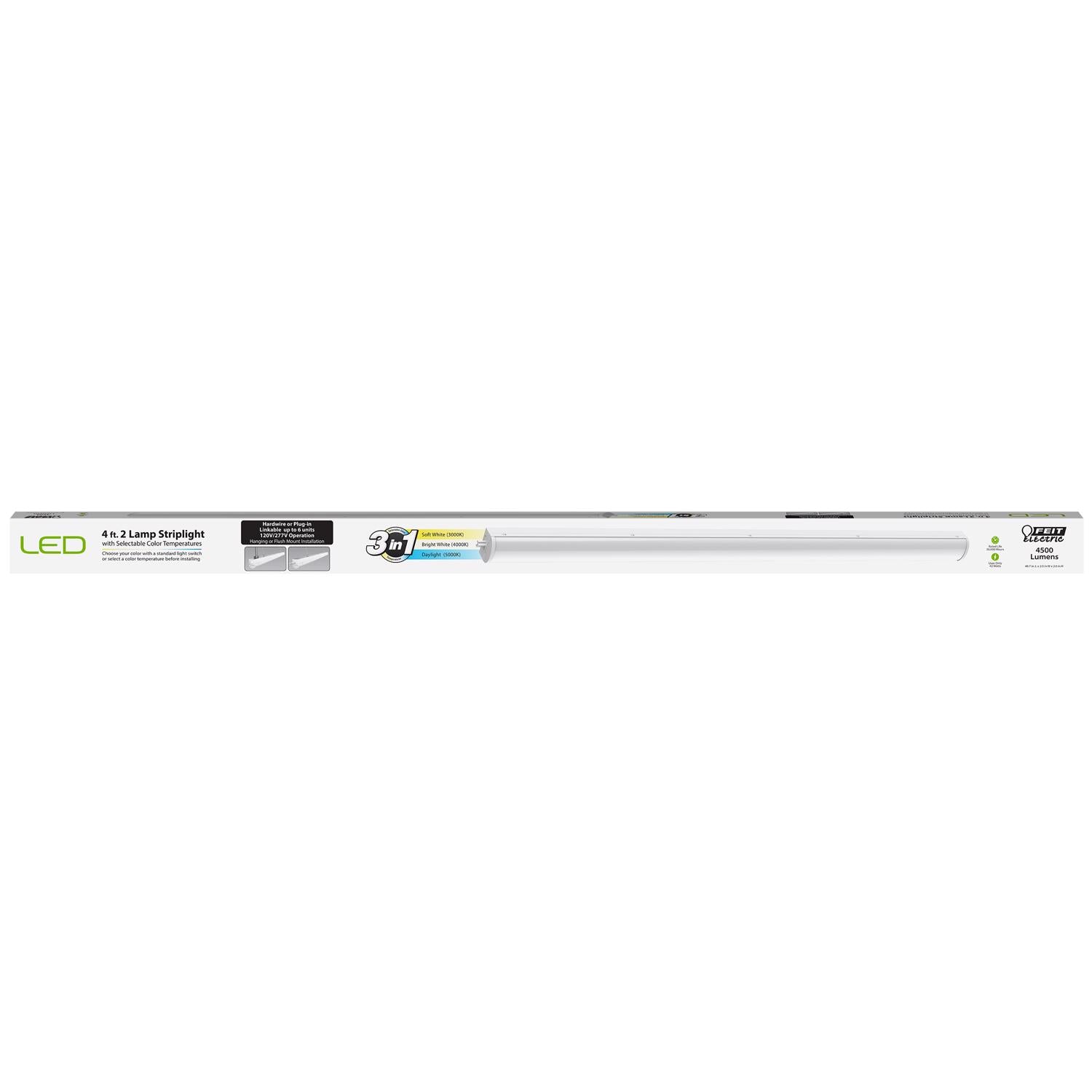 Feit 48 in. L White Hardwired LED Strip Light 4500 lm