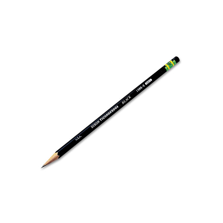 Ticonderoga - Pencils, HB (#2), Black Lead, Black Barrel, Dozen