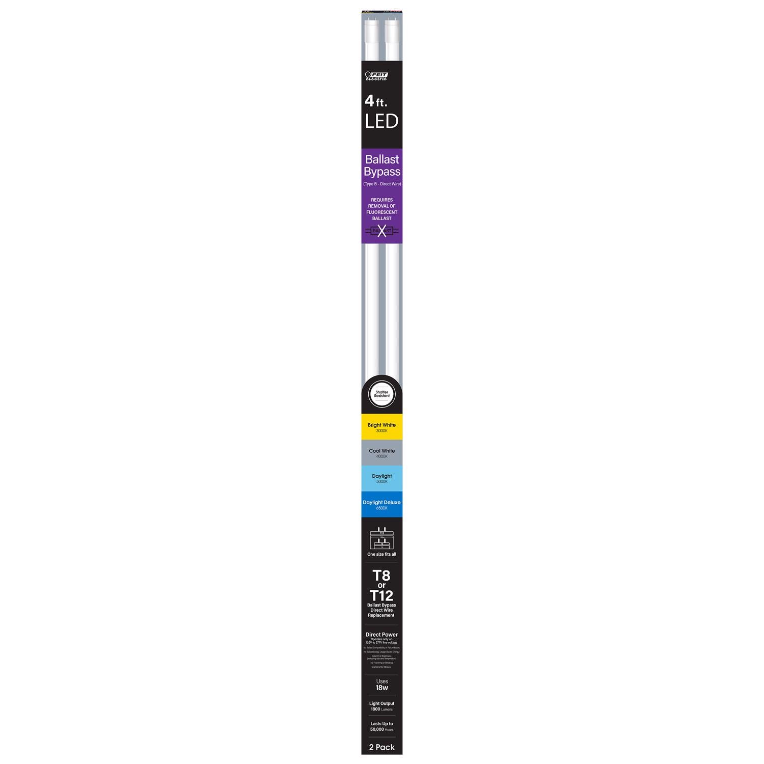Feit Tubular White 48 in. G13 T8 LED Linear 32 Watt Equivalence 2 pk - Case of 10
