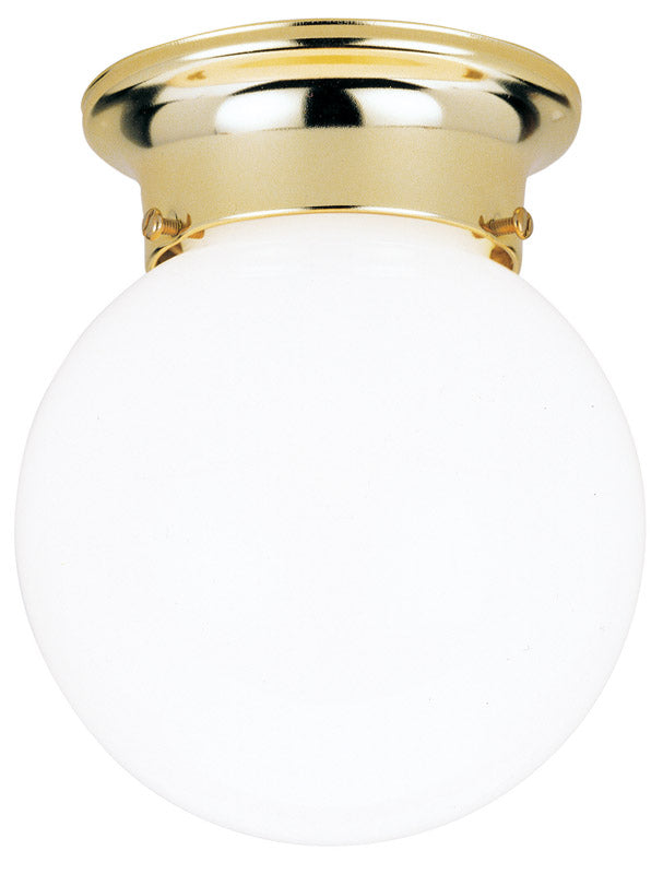 WESTINGHOUSE - Westinghouse 7-1/4 in. H X 6 in. W X 6 in. L Polished Brass White Ceiling Light