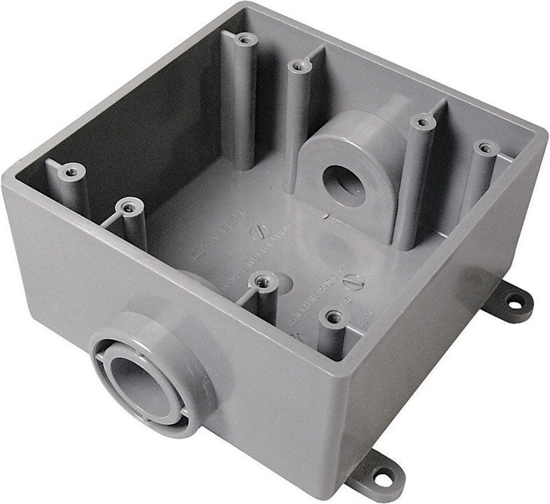 THOMAS & BETTS - Cantex 32 cu in Square PVC 2 gang Outlet Box Gray [5133371U]
