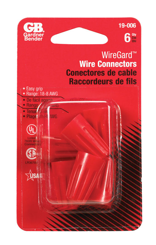 GARDNER BENDER - Gardner Bender WingGard 18-10 Ga. Copper Wire Wire Connector Red 6 pk