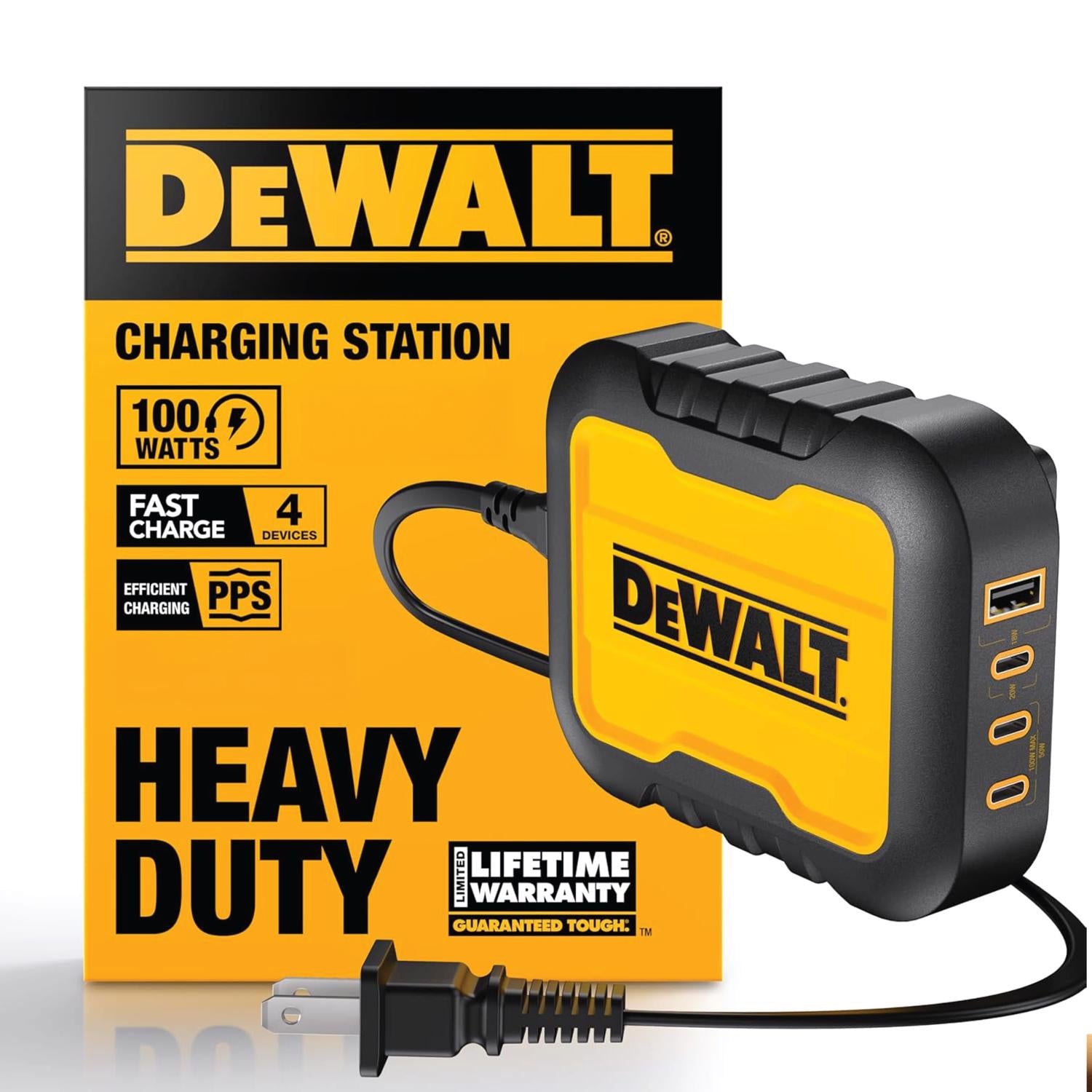DeWalt Black/Yellow Charging Station USB to AC Home Adapter For All Smartphones