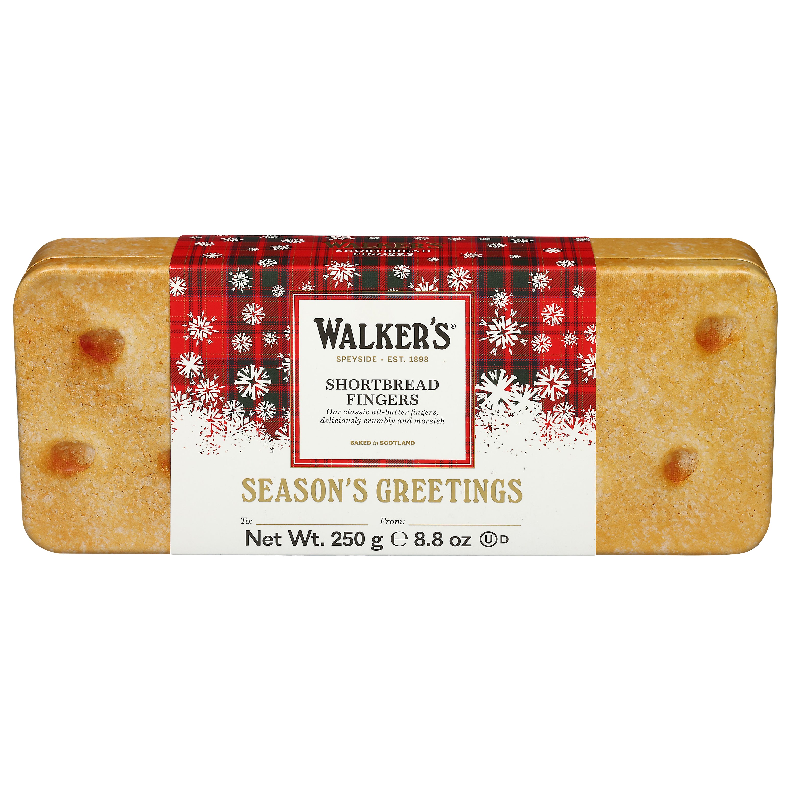 Walker's Season's Greetings Shortbread Fingers 8.8 oz - Case of 12