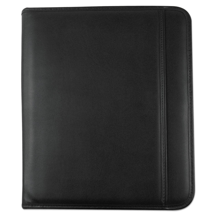 Universal - Leather Textured Zippered PadFolio with Tablet Pocket, 10 3/4 x 13 1/8, Black