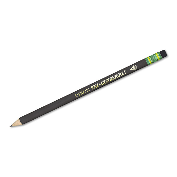 Dixon - Tri-Conderoga Pencil with Microban Protection, HB (#2), Black Lead, Black Barrel, Dozen