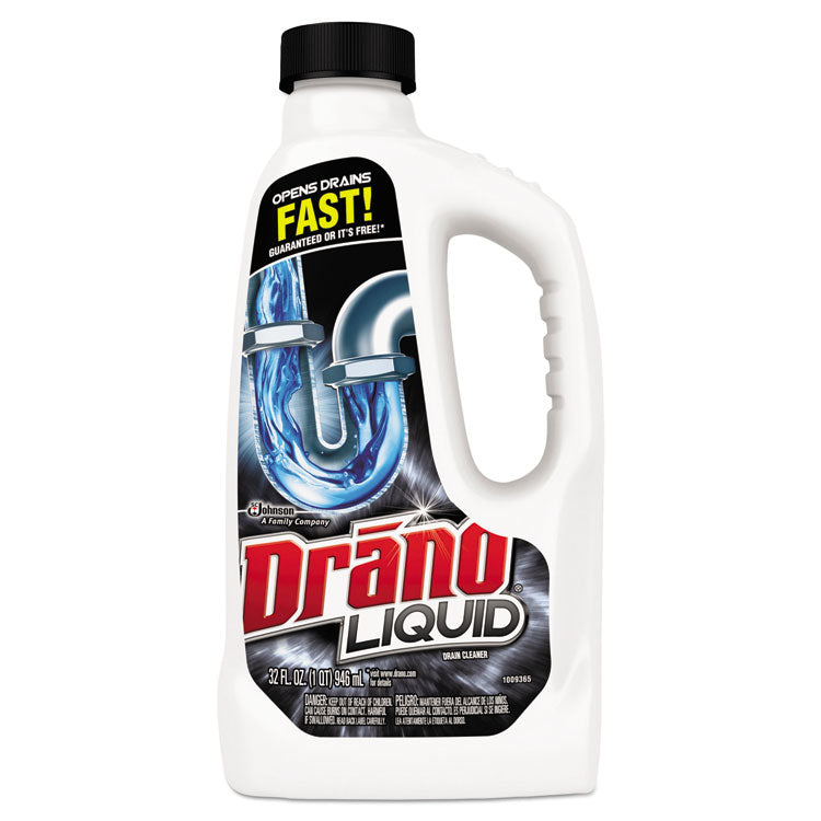 Drano - Liquid Drain Cleaner, 32 oz Safety Cap Bottle, 12/Carton (9445495)