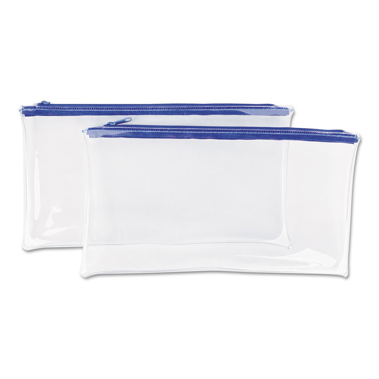 Universal - Zippered Wallets/Cases, Transparent Plastic, 11 x 6, Clear/Blue, 2/Pack