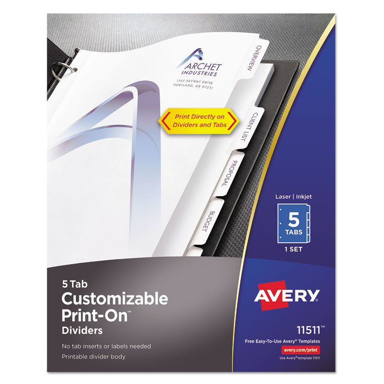 Avery - Customizable Print-On Dividers, 5-Tab, Letter