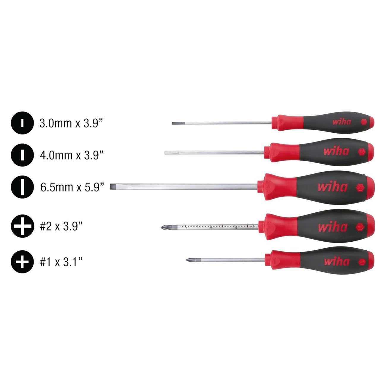 Wiha SoftFinish Slotted/Phillips Screwdriver Set (5 Piece Set)
