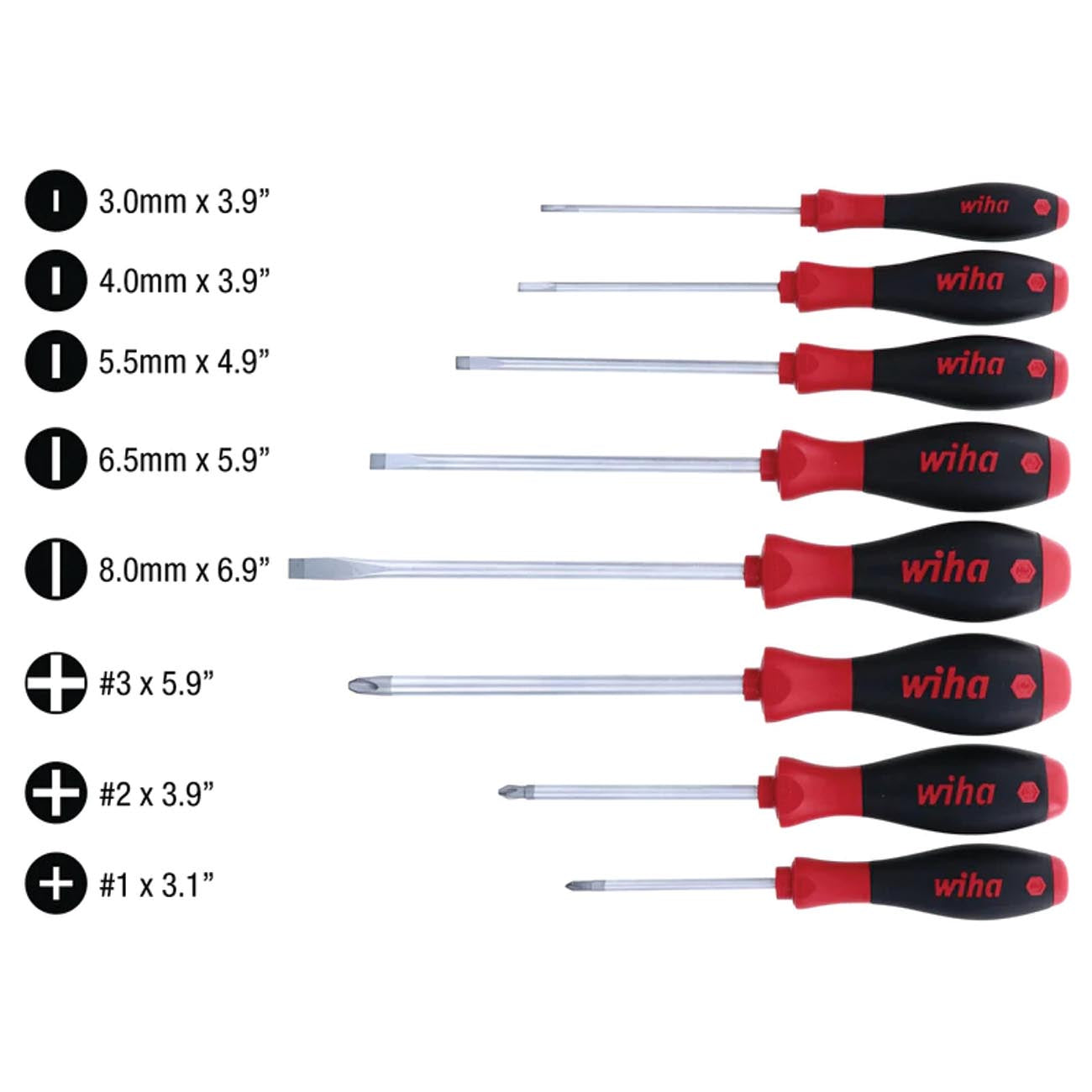 Wiha SoftFinish Slotted/Phillips Screwdriver Set (8 Piece Set)