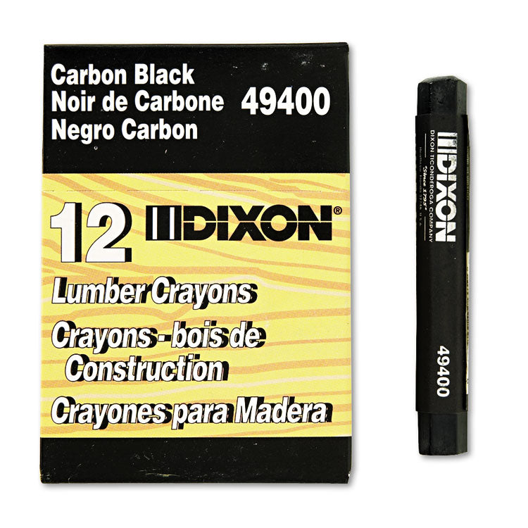 Dixon - Lumber Crayons, 4.5 x 0.5, Carbon Black, Dozen