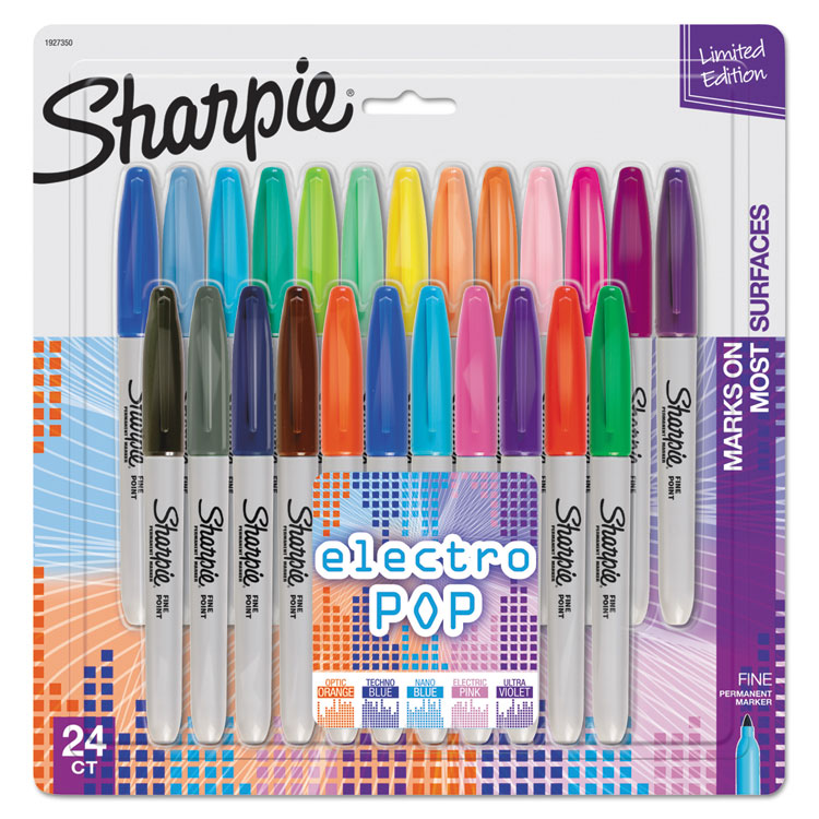 Sharpie - Fine Tip Permanent Marker, Fine Bullet Tip, Assorted Colors, 24/Pack