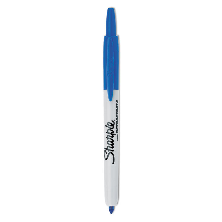 Sharpie - Retractable Permanent Marker, Fine Bullet Tip, Blue