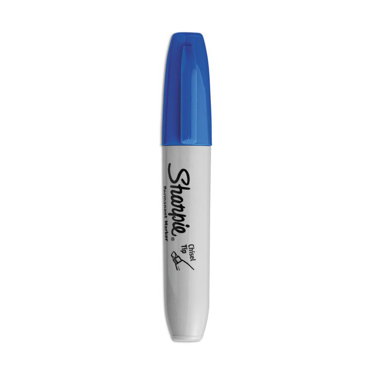 Sharpie - Chisel Tip Permanent Marker, Medium Chisel Tip, Blue, Dozen