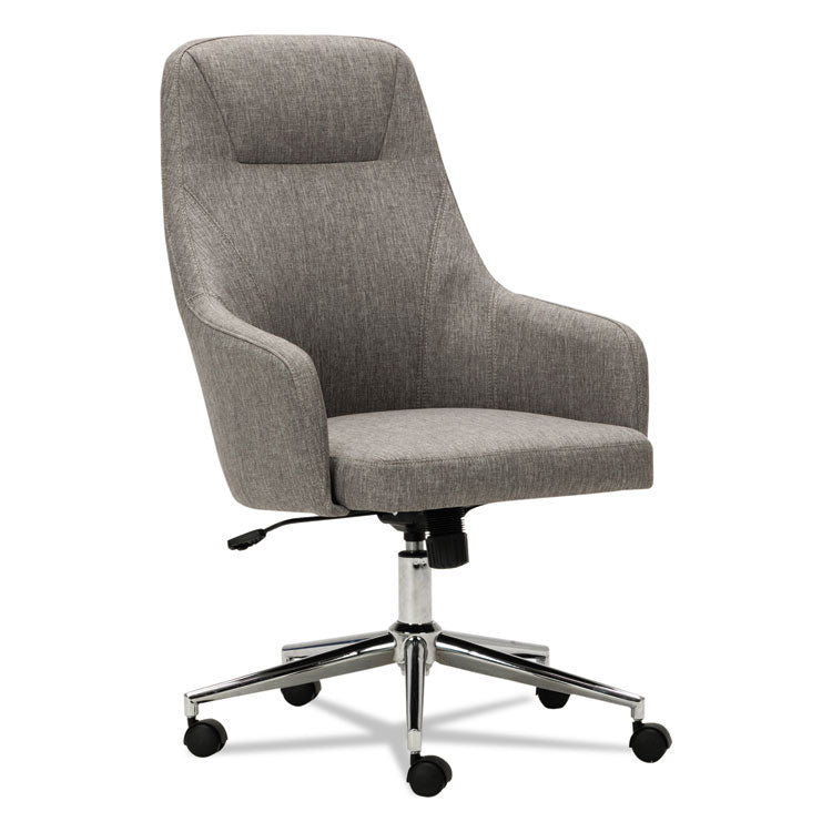 Alera - Alera Captain Series High-Back Chair, Supports Up to 275 lb, 17.1" to 20.1" Seat Height, Gray Tweed Seat/Back, Chrome Base