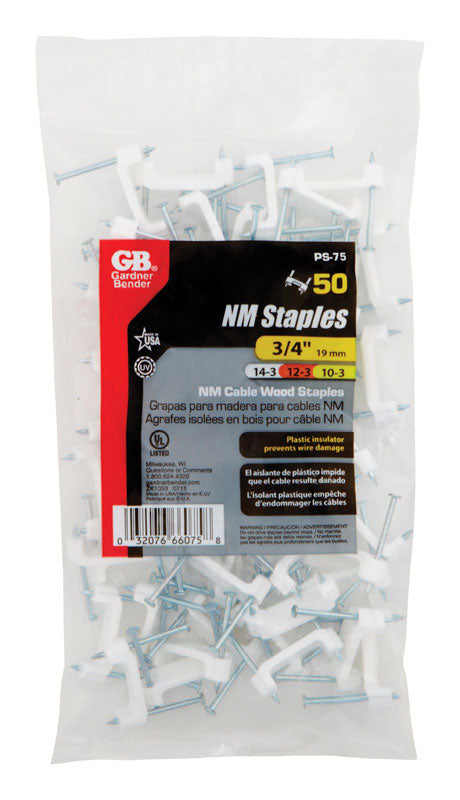 GARDNER BENDER - Gardner Bender 3/4 in. W Plastic Insulated Cable Staple 50 pk - Case of 10