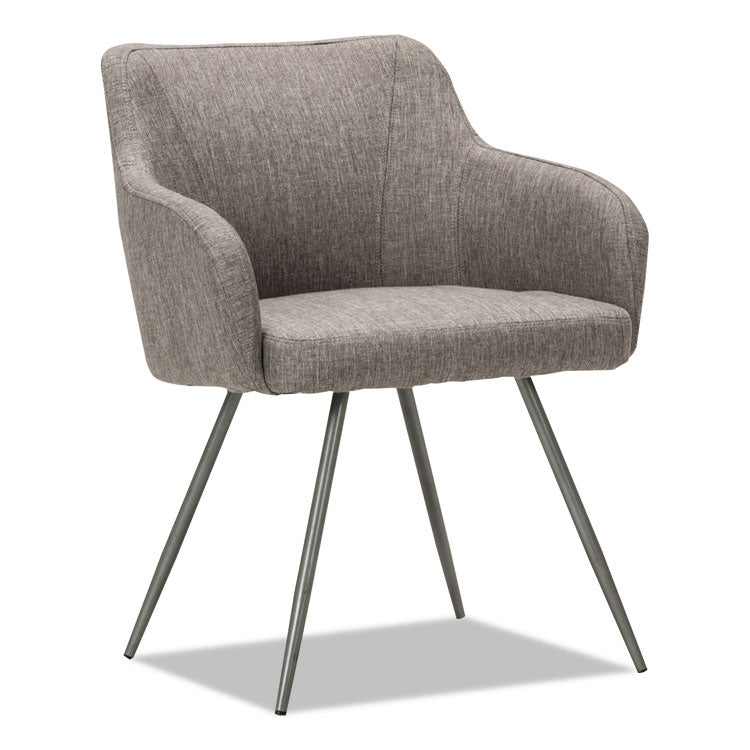 Alera - Alera Captain Series Guest Chair, 23.8" x 24.6" x 30.1", Gray Tweed Seat, Gray Tweed Back, Chrome Base