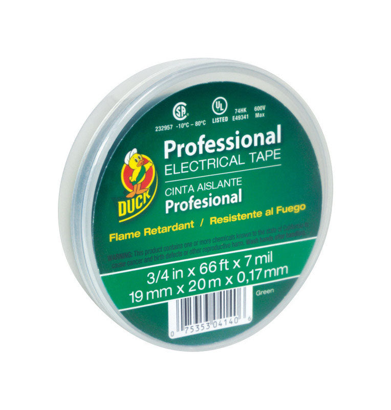 DUCK - Duck Professional Grade 0.75 in. W X 66 ft. L Green Vinyl Electrical Tape - Case of 12