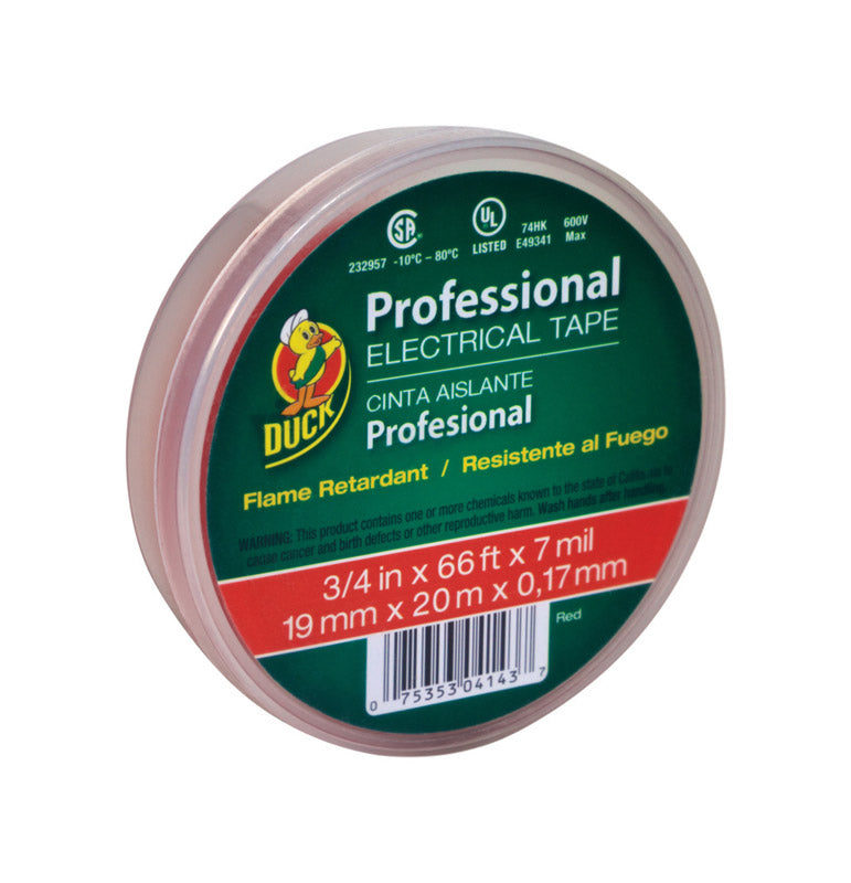 DUCK - Duck Professional Grade 3/4 in. W X 66 ft. L Red Vinyl Electrical Tape - Case of 12