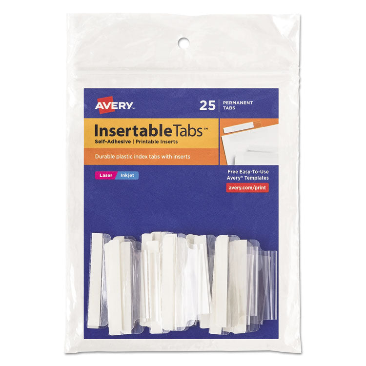 Avery - Insertable Index Tabs with Printable Inserts, 1/5-Cut, Clear, 1.5" Wide, 25/Pack