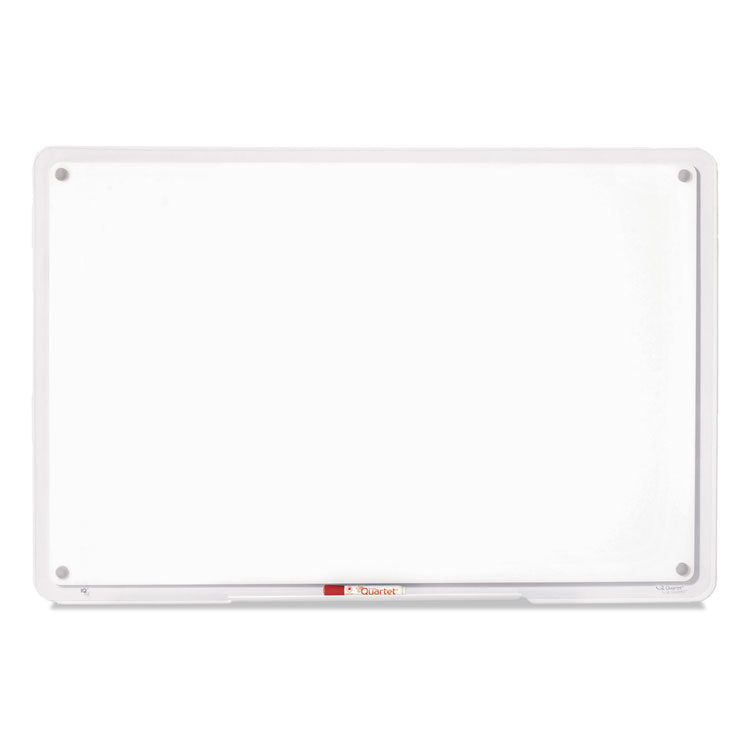 Quartet - iQ Total Erase Translucent-Edge Board, 36 x 23, White Surface, Clear Plastic Frame