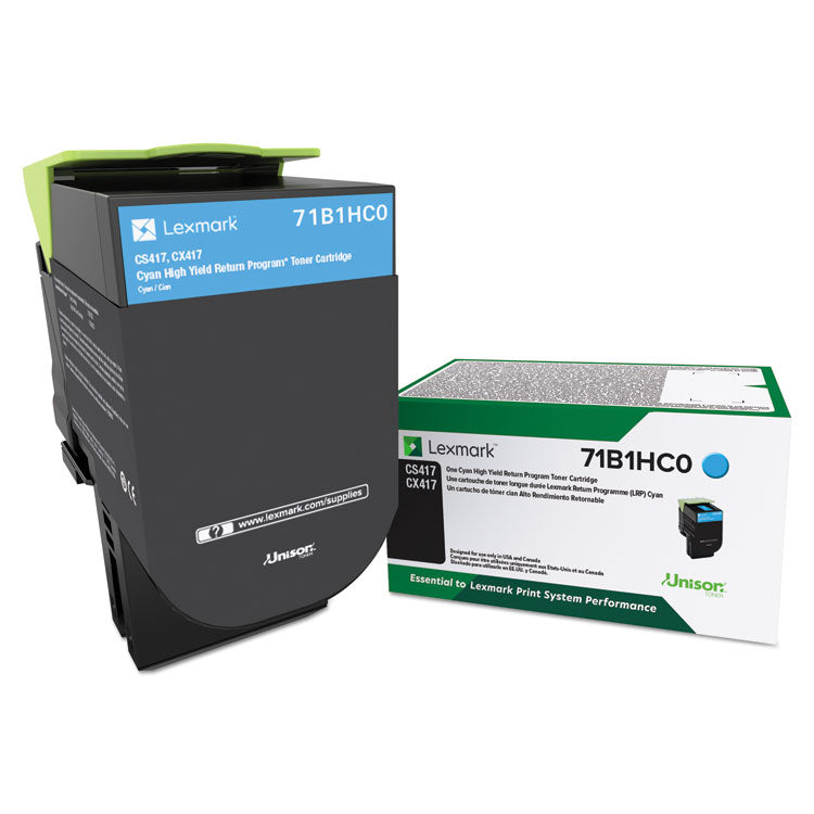 Lexmark - 71B1HC0 Unison High-Yield Toner, 3,500 Page-Yield, Cyan
