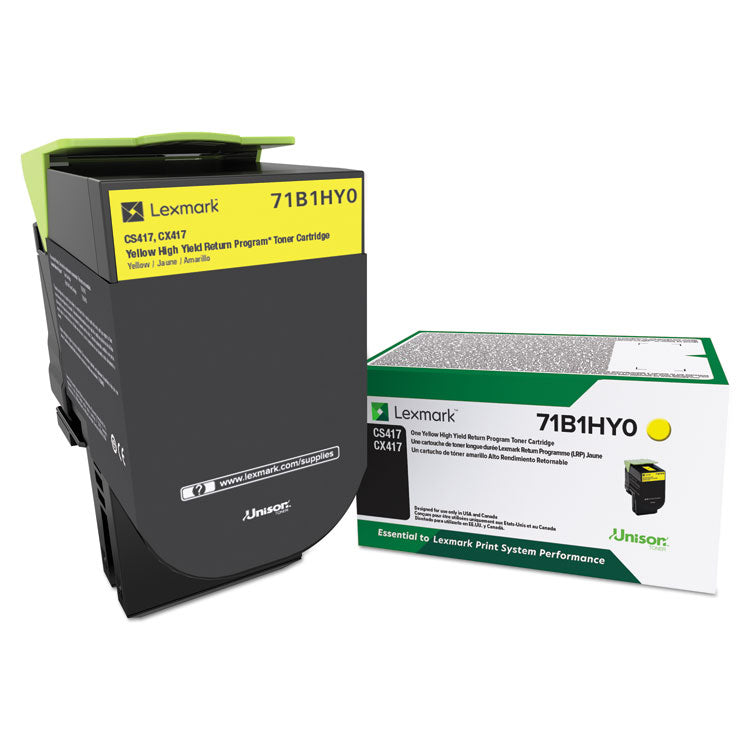 Lexmark - 71B1HY0 Unison High-Yield Toner, 3,500 Page-Yield, Yellow