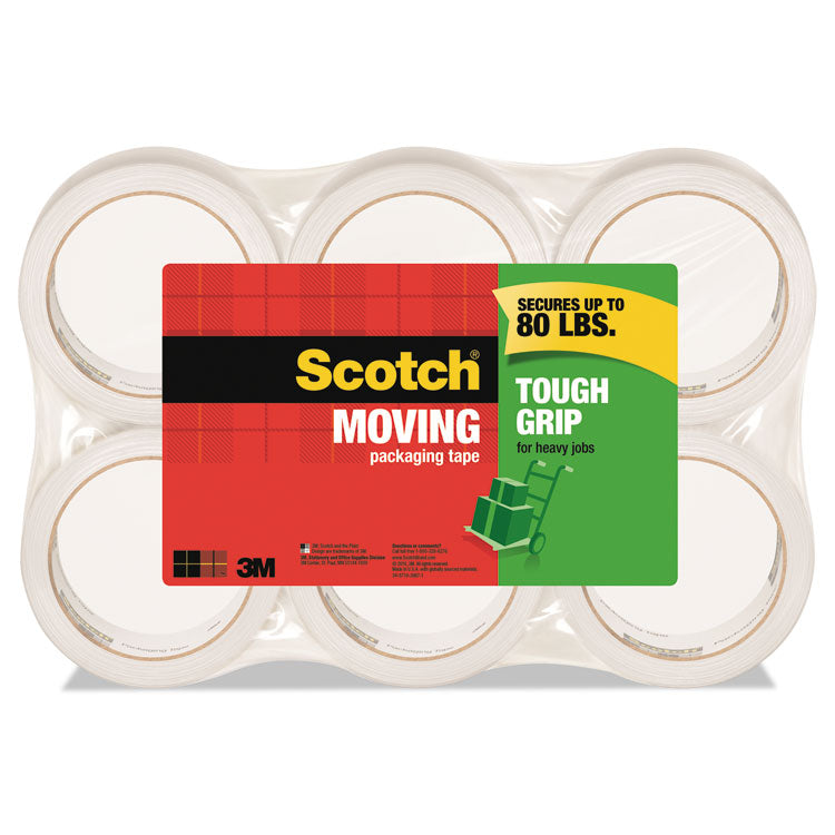 Scotch - Tough Grip Moving Packaging Tape, 3" Core, 1.88" x 54.6 yds, Clear, 6/Pack