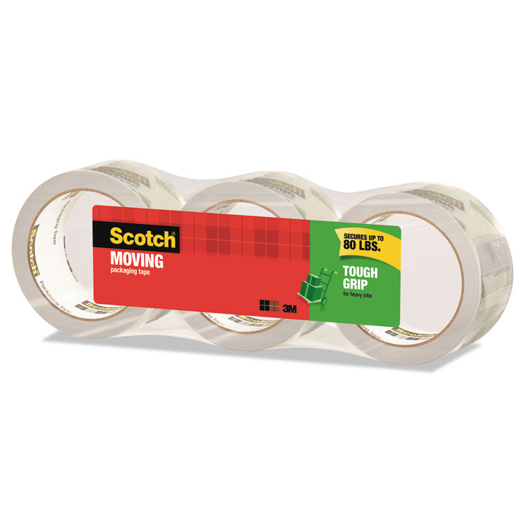 Scotch - Tough Grip Moving Packaging Tape, 3" Core, 1.88" x 38.2 yds, Clear, 3/Pack