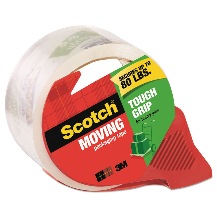 Scotch - Tough Grip Moving Packaging Tape with Dispenser, 3" Core, 1.88" x 54.6 yds, Clear