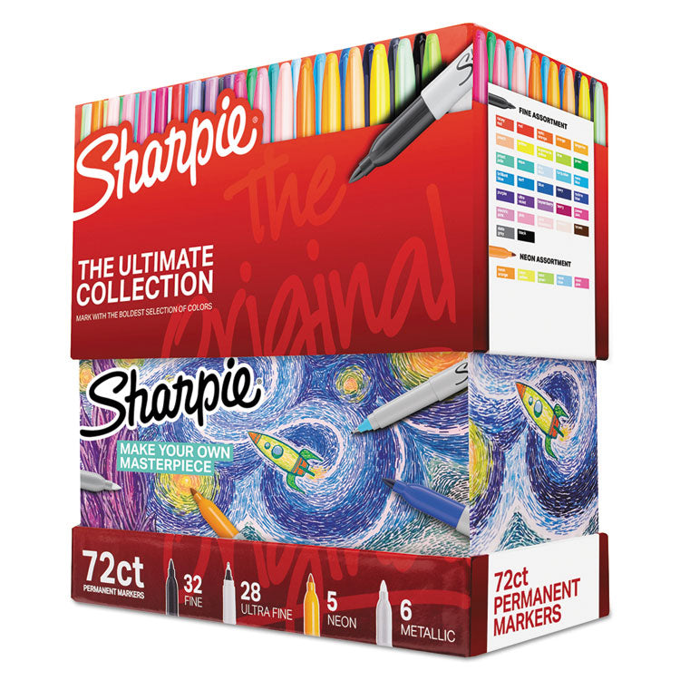 Sharpie - Permanent Markers Ultimate Collection Value Pack, Assorted Bullet Tips, Assorted Colors, 72/Set