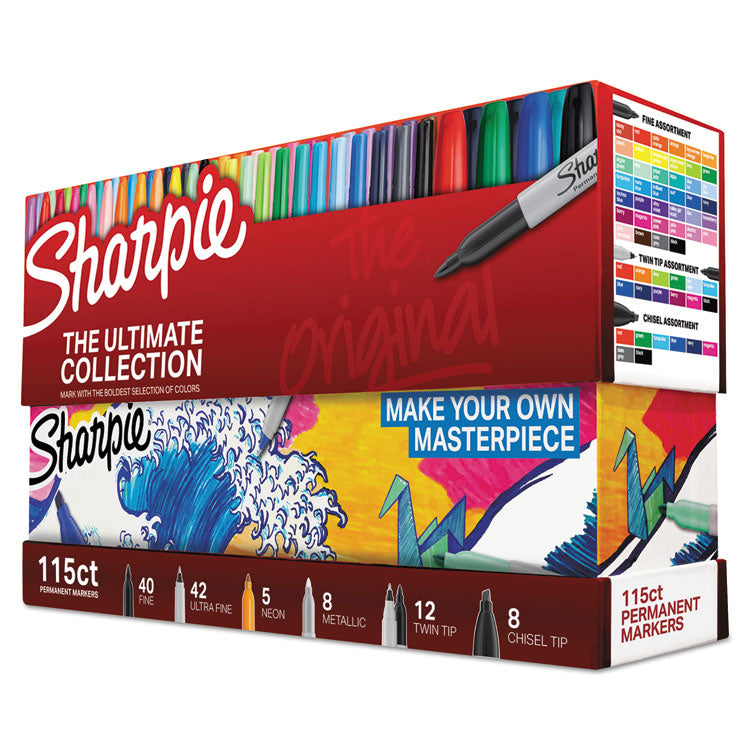 Sharpie - Permanent Markers Ultimate Collection Value Pack, Assorted Tip Sizes/Types, Assorted Colors, 115/Set