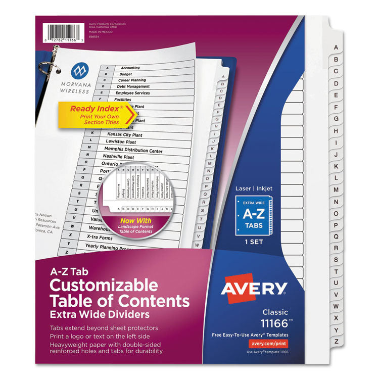 Avery - Customizable TOC Ready Index Black and White Dividers, 26-Tab, Letter