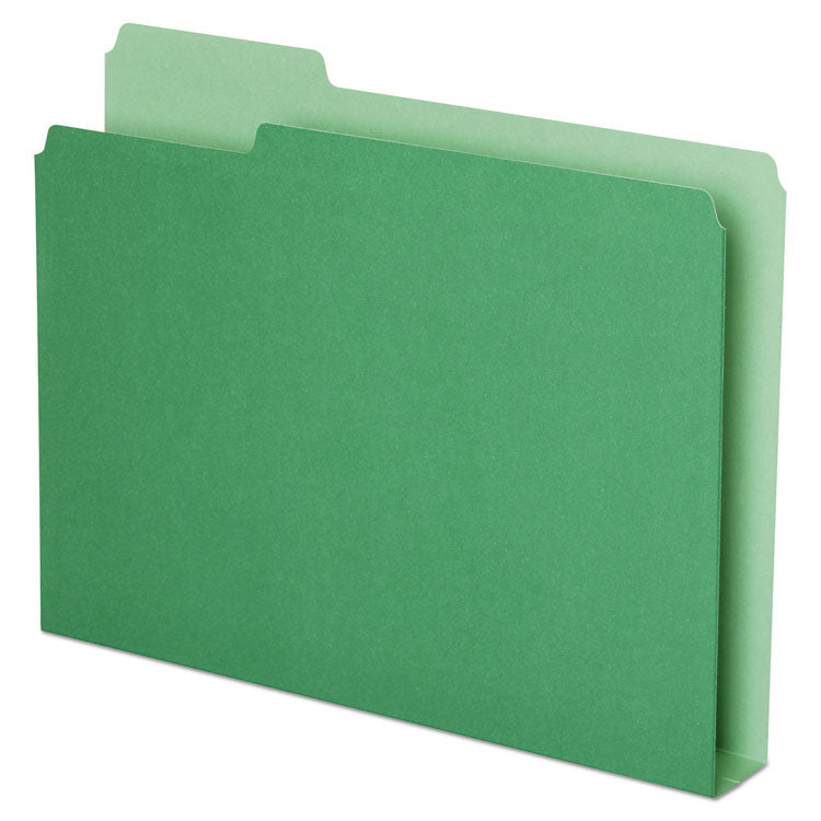 Pendaflex - Double Stuff File Folders, 1/3-Cut Tabs: Assorted, Letter Size, 1.5" Expansion, Green, 50/Pack