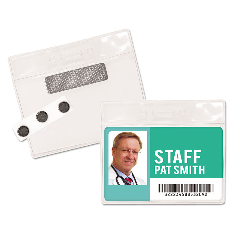 Advantus - Magnetic-Style Name Badge Kits, Horizontal, Clear 4.5" x 3.25" Holder, 4.13" x 3" Insert, 20/Pack