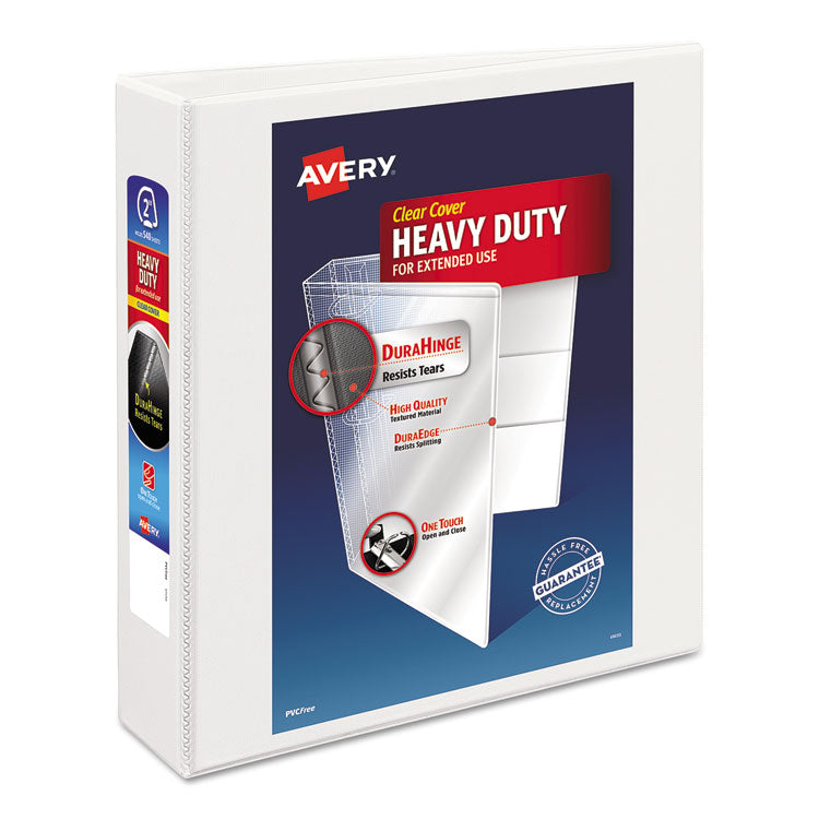 Avery - Heavy-Duty Non Stick View Binder with DuraHinge and Slant Rings, 3 Rings, 2" Capacity, 11 x 8.5, White, (5504)