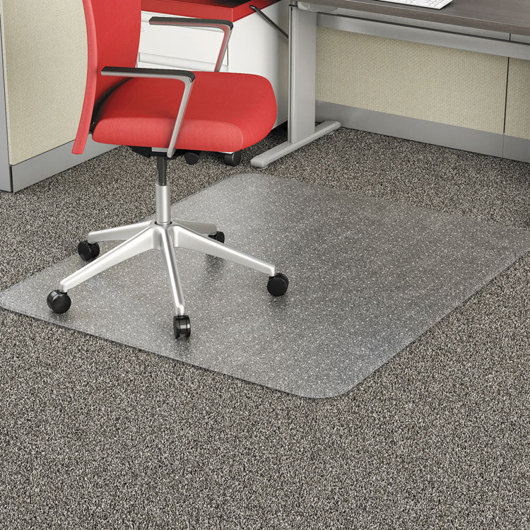 Alera - Occasional Use Studded Chair Mat for Flat Pile Carpet, 46 x 60, Rectangular, Clear