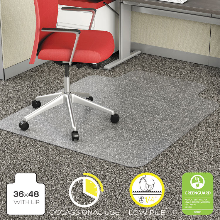 deflecto - EconoMat Occasional Use Chair Mat, Low Pile Carpet, Roll, 36 x 48, Lipped, Clear