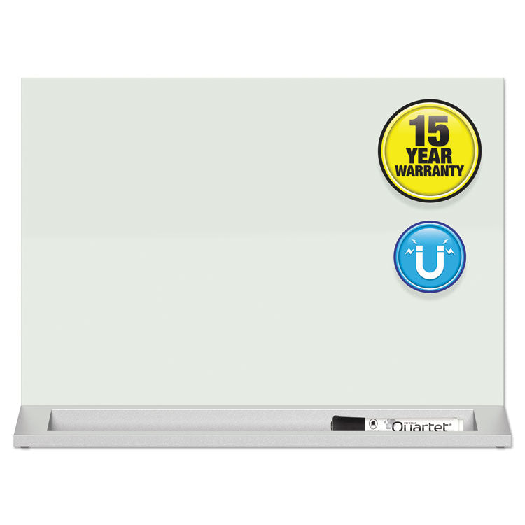 Quartet - Desktop Magnetic Glass Dry-Erase Panel, 23 x 17, White Surface