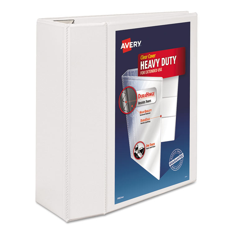 Avery - Heavy-Duty View Binder with DuraHinge and Locking One Touch EZD Rings, 3 Rings, 5" Capacity, 11 x 8.5, White