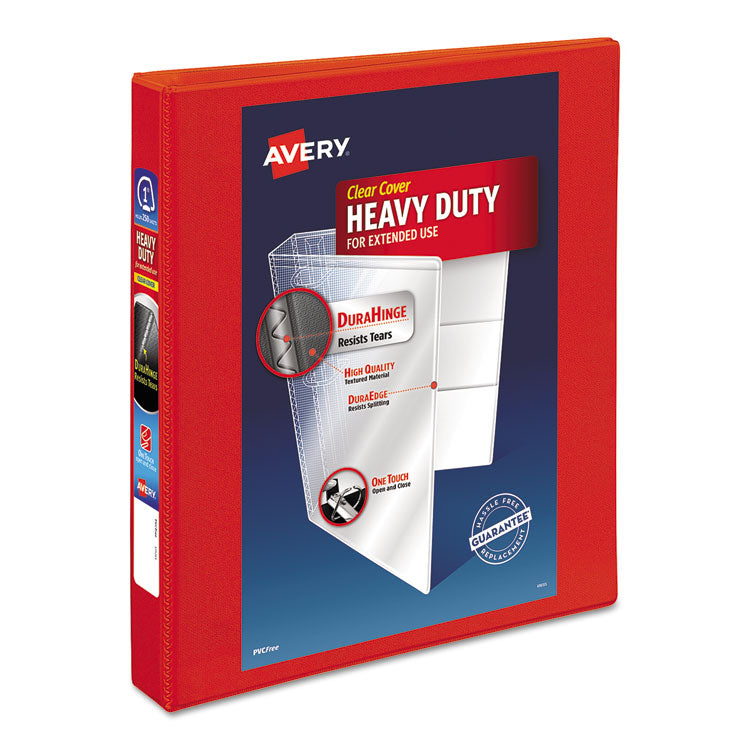 Avery - Heavy-Duty View Binder with DuraHinge and One Touch EZD Rings, 3 Rings, 1.5" Capacity, 11 x 8.5, Red