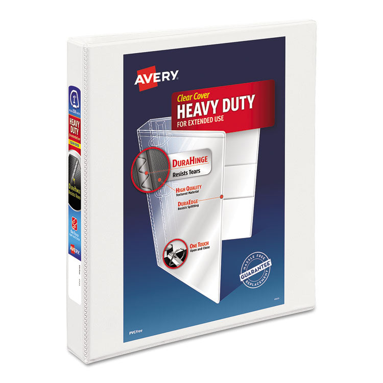 Avery - Heavy-Duty View Binder with DuraHinge and One Touch EZD Rings, 3 Rings, 1" Capacity, 11 x 8.5, White