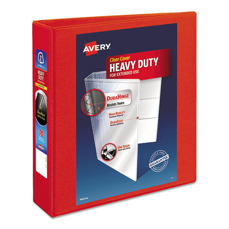 Avery - Heavy-Duty View Binder with DuraHinge and One Touch EZD Rings, 3 Rings, 2" Capacity, 11 x 8.5, Red