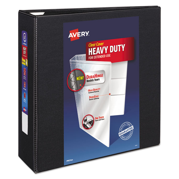 Avery - Heavy-Duty View Binder with DuraHinge and Locking One Touch EZD Rings, 3 Rings, 4" Capacity, 11 x 8.5, Black